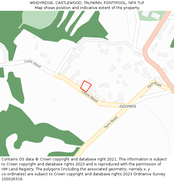 WINDYRIDGE, CASTLEWOOD, TALYWAIN, PONTYPOOL, NP4 7UF: Location map and indicative extent of plot