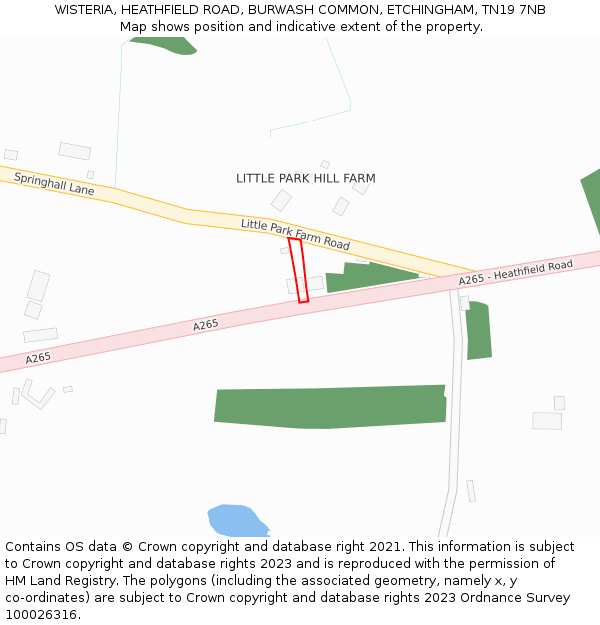 WISTERIA, HEATHFIELD ROAD, BURWASH COMMON, ETCHINGHAM, TN19 7NB: Location map and indicative extent of plot