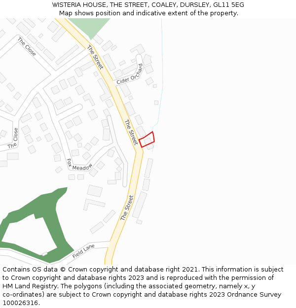 WISTERIA HOUSE, THE STREET, COALEY, DURSLEY, GL11 5EG: Location map and indicative extent of plot