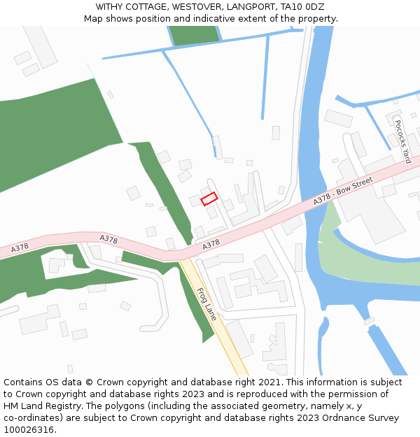 WITHY COTTAGE, WESTOVER, LANGPORT, TA10 0DZ: Location map and indicative extent of plot