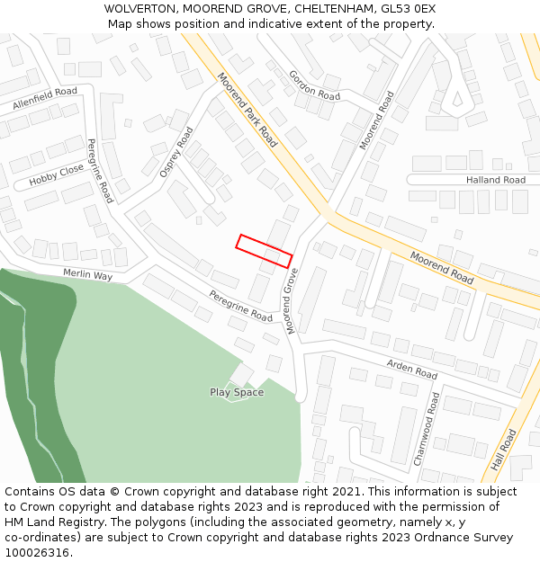 WOLVERTON, MOOREND GROVE, CHELTENHAM, GL53 0EX: Location map and indicative extent of plot