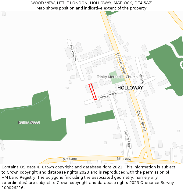 WOOD VIEW, LITTLE LONDON, HOLLOWAY, MATLOCK, DE4 5AZ: Location map and indicative extent of plot