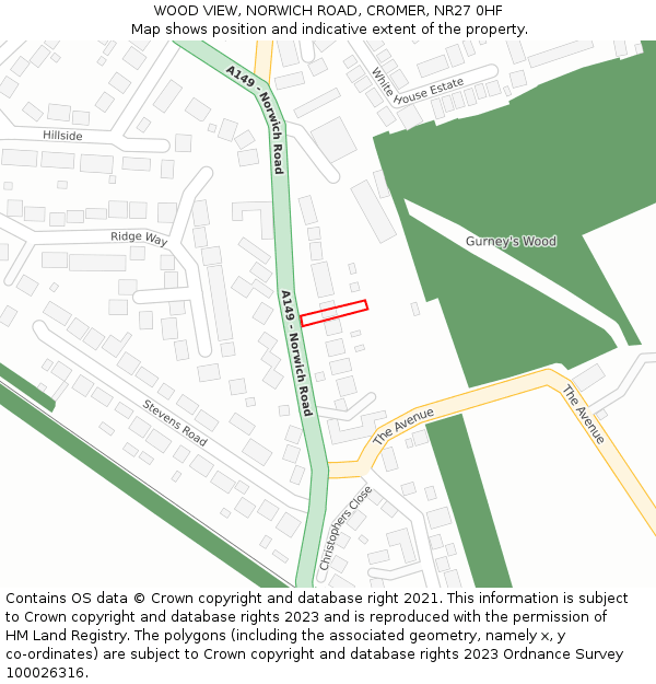 WOOD VIEW, NORWICH ROAD, CROMER, NR27 0HF: Location map and indicative extent of plot