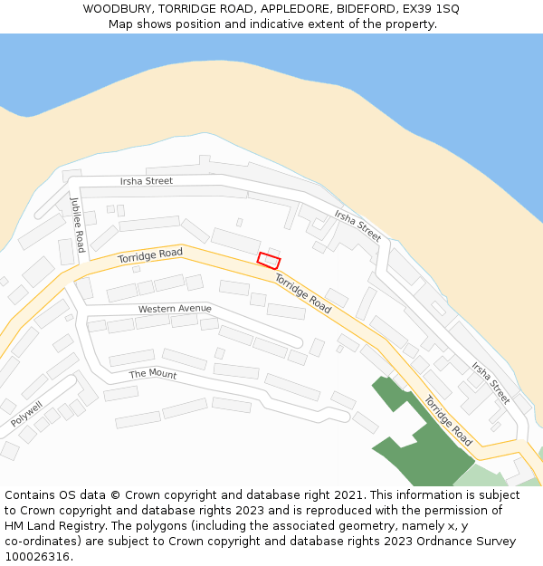 WOODBURY, TORRIDGE ROAD, APPLEDORE, BIDEFORD, EX39 1SQ: Location map and indicative extent of plot