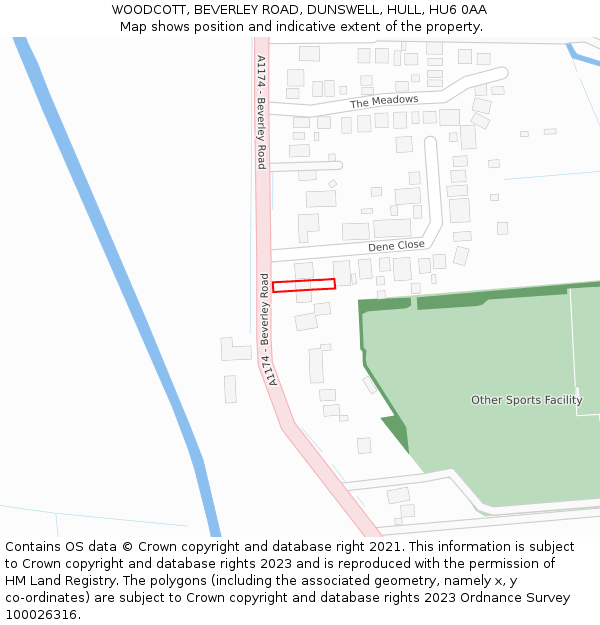 WOODCOTT, BEVERLEY ROAD, DUNSWELL, HULL, HU6 0AA: Location map and indicative extent of plot