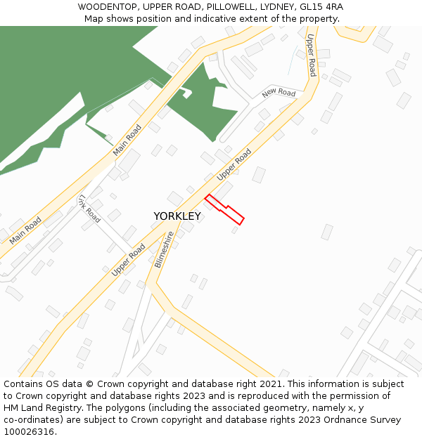 WOODENTOP, UPPER ROAD, PILLOWELL, LYDNEY, GL15 4RA: Location map and indicative extent of plot