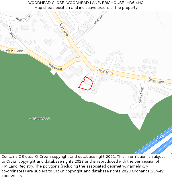 WOODHEAD CLOSE, WOODHEAD LANE, BRIGHOUSE, HD6 4HQ: Location map and indicative extent of plot