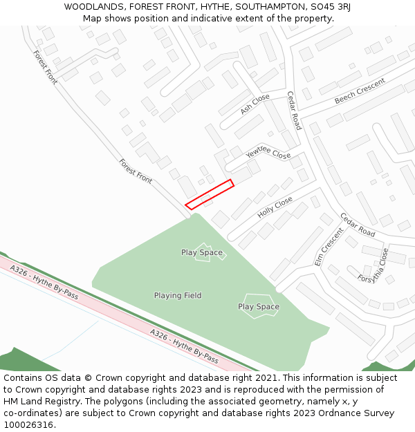 WOODLANDS, FOREST FRONT, HYTHE, SOUTHAMPTON, SO45 3RJ: Location map and indicative extent of plot