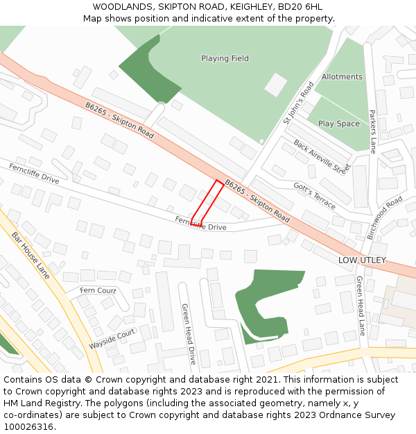 WOODLANDS, SKIPTON ROAD, KEIGHLEY, BD20 6HL: Location map and indicative extent of plot