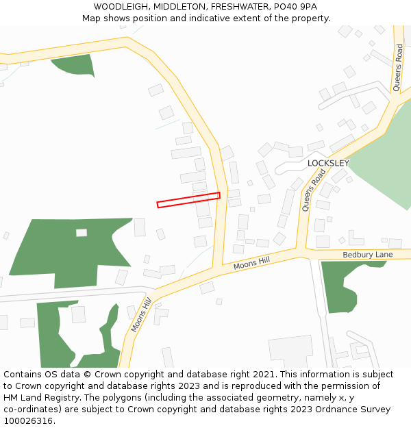 WOODLEIGH, MIDDLETON, FRESHWATER, PO40 9PA: Location map and indicative extent of plot