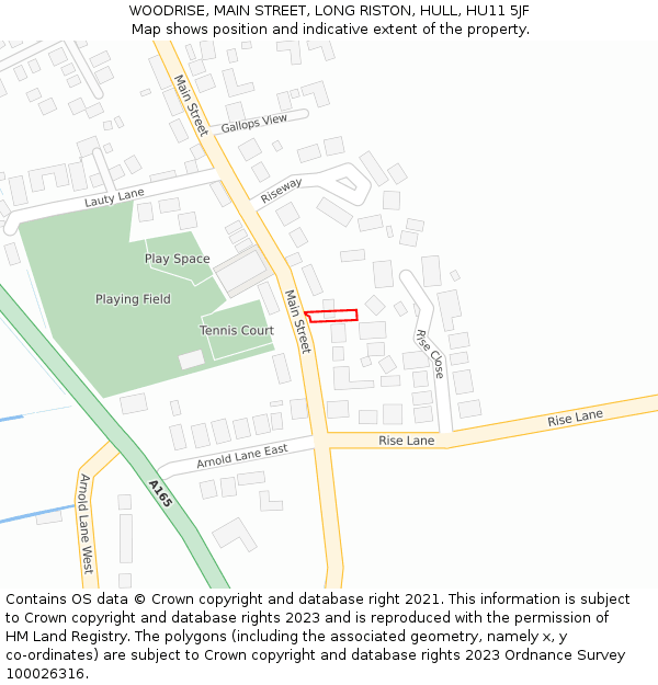 WOODRISE, MAIN STREET, LONG RISTON, HULL, HU11 5JF: Location map and indicative extent of plot