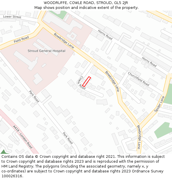 WOODRUFFE, COWLE ROAD, STROUD, GL5 2JR: Location map and indicative extent of plot