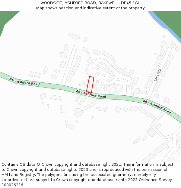 WOODSIDE, ASHFORD ROAD, BAKEWELL, DE45 1GL: Location map and indicative extent of plot