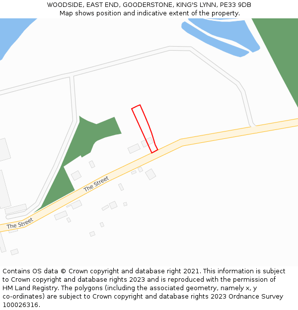 WOODSIDE, EAST END, GOODERSTONE, KING'S LYNN, PE33 9DB: Location map and indicative extent of plot