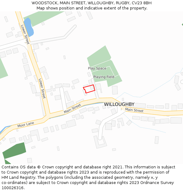 WOODSTOCK, MAIN STREET, WILLOUGHBY, RUGBY, CV23 8BH: Location map and indicative extent of plot