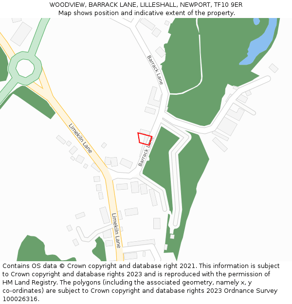 WOODVIEW, BARRACK LANE, LILLESHALL, NEWPORT, TF10 9ER: Location map and indicative extent of plot