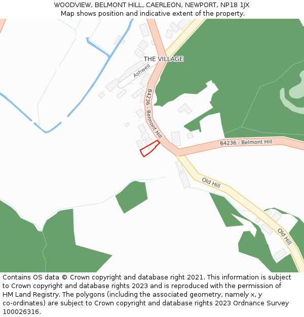 WOODVIEW, BELMONT HILL, CAERLEON, NEWPORT, NP18 1JX: Location map and indicative extent of plot