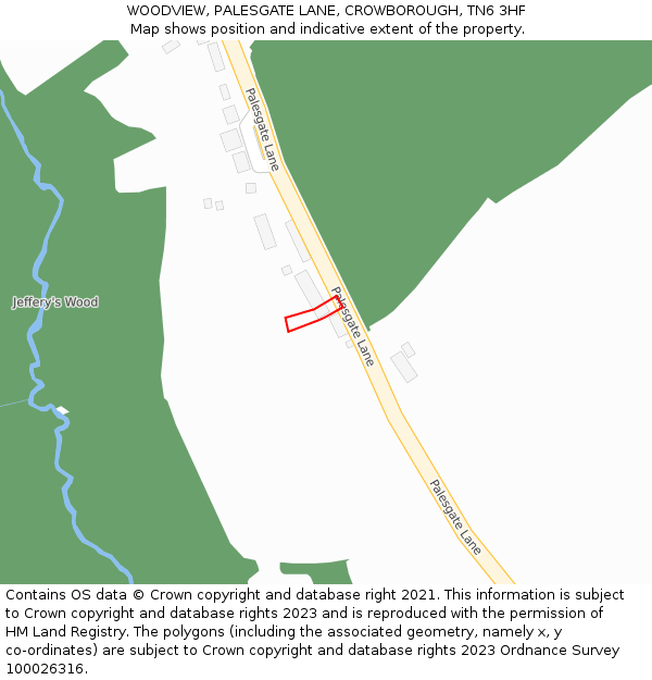 WOODVIEW, PALESGATE LANE, CROWBOROUGH, TN6 3HF: Location map and indicative extent of plot