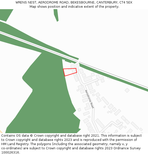 WRENS NEST, AERODROME ROAD, BEKESBOURNE, CANTERBURY, CT4 5EX: Location map and indicative extent of plot