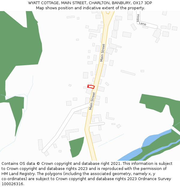 WYATT COTTAGE, MAIN STREET, CHARLTON, BANBURY, OX17 3DP: Location map and indicative extent of plot