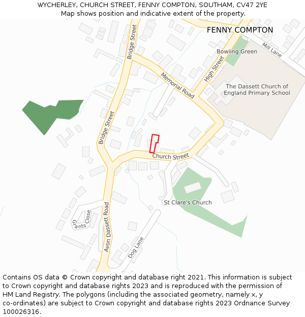 WYCHERLEY, CHURCH STREET, FENNY COMPTON, SOUTHAM, CV47 2YE: Location map and indicative extent of plot