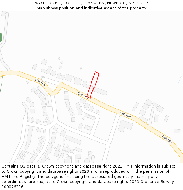 WYKE HOUSE, COT HILL, LLANWERN, NEWPORT, NP18 2DP: Location map and indicative extent of plot