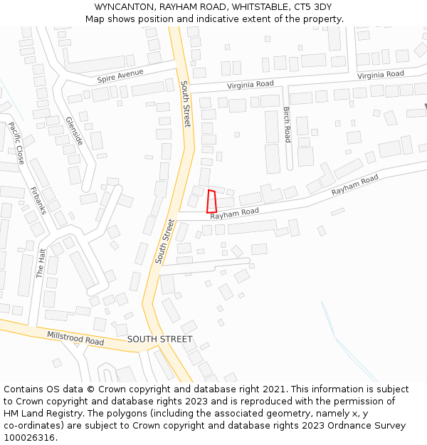 WYNCANTON, RAYHAM ROAD, WHITSTABLE, CT5 3DY: Location map and indicative extent of plot