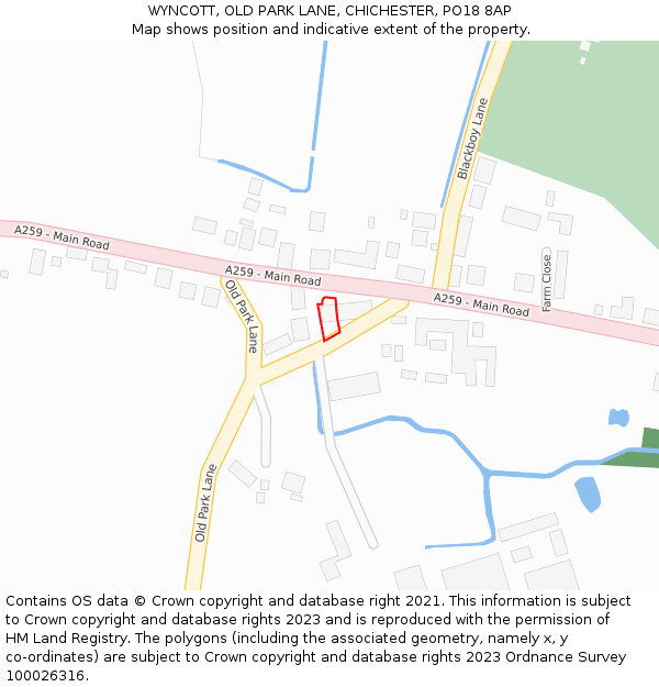 WYNCOTT, OLD PARK LANE, CHICHESTER, PO18 8AP: Location map and indicative extent of plot