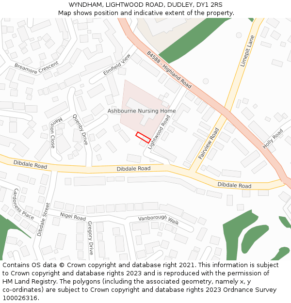 WYNDHAM, LIGHTWOOD ROAD, DUDLEY, DY1 2RS: Location map and indicative extent of plot