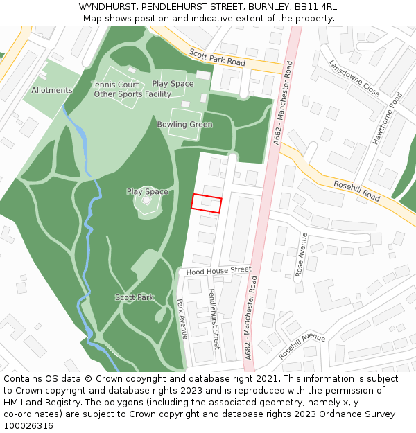 WYNDHURST, PENDLEHURST STREET, BURNLEY, BB11 4RL: Location map and indicative extent of plot