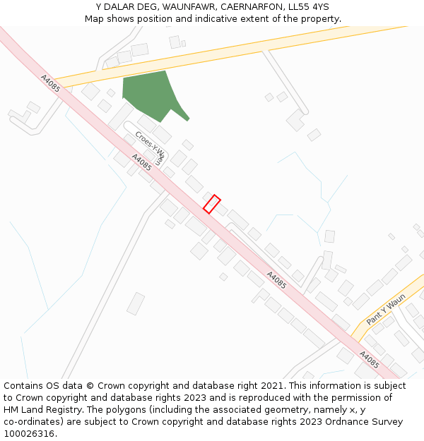 Y DALAR DEG, WAUNFAWR, CAERNARFON, LL55 4YS: Location map and indicative extent of plot