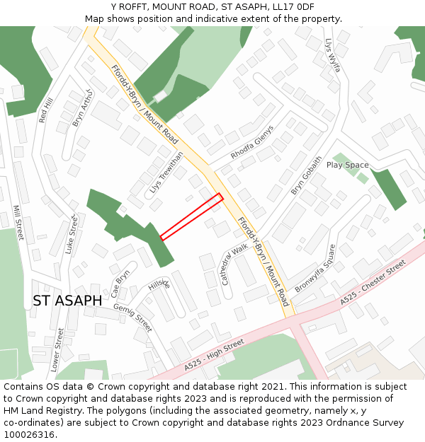 Y ROFFT, MOUNT ROAD, ST ASAPH, LL17 0DF: Location map and indicative extent of plot