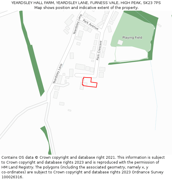 YEARDSLEY HALL FARM, YEARDSLEY LANE, FURNESS VALE, HIGH PEAK, SK23 7PS: Location map and indicative extent of plot