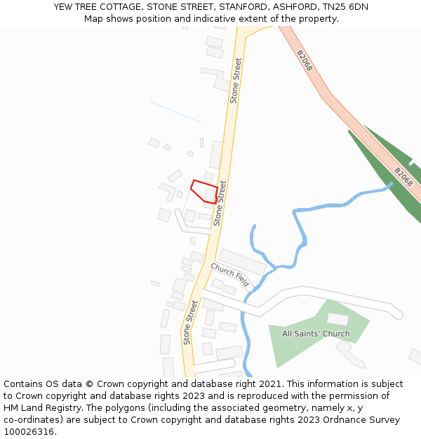 YEW TREE COTTAGE, STONE STREET, STANFORD, ASHFORD, TN25 6DN: Location map and indicative extent of plot