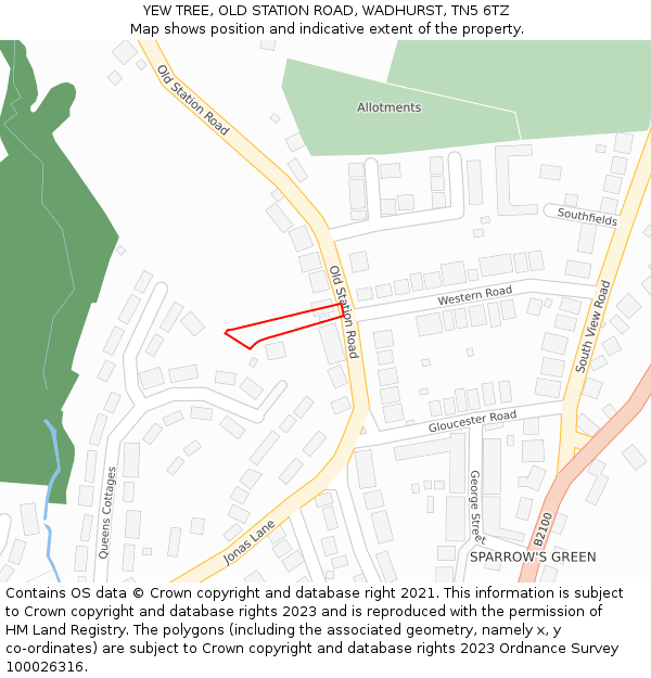 YEW TREE, OLD STATION ROAD, WADHURST, TN5 6TZ: Location map and indicative extent of plot