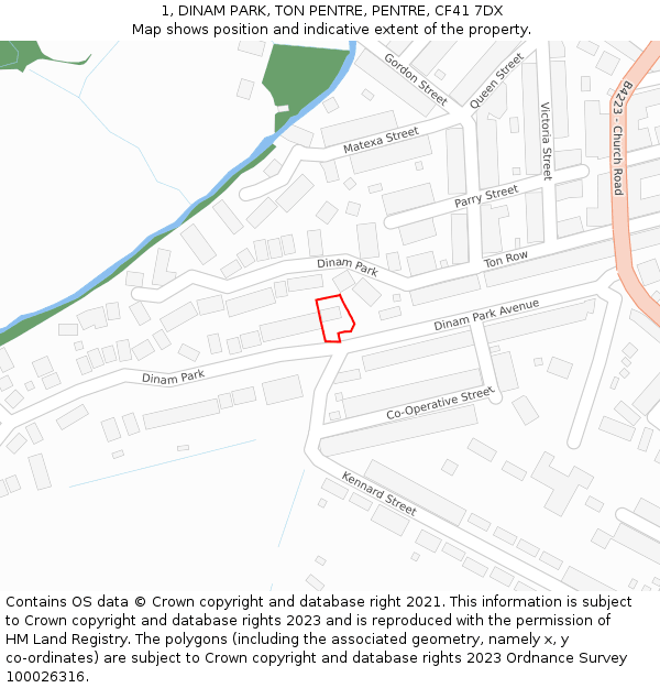 1, DINAM PARK, TON PENTRE, PENTRE, CF41 7DX: Location map and indicative extent of plot