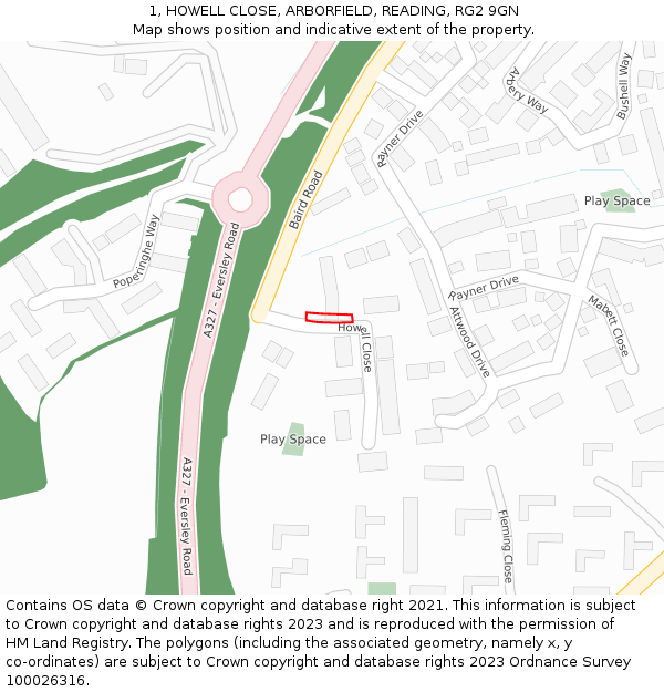 1, HOWELL CLOSE, ARBORFIELD, READING, RG2 9GN: Location map and indicative extent of plot