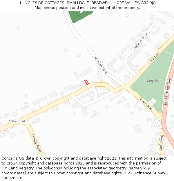 1, INGLESIDE COTTAGES, SMALLDALE, BRADWELL, HOPE VALLEY, S33 9JQ: Location map and indicative extent of plot