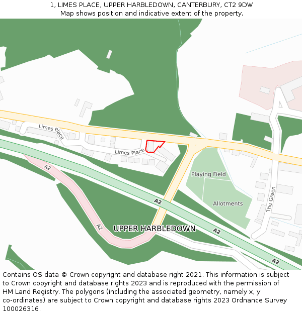 1, LIMES PLACE, UPPER HARBLEDOWN, CANTERBURY, CT2 9DW: Location map and indicative extent of plot