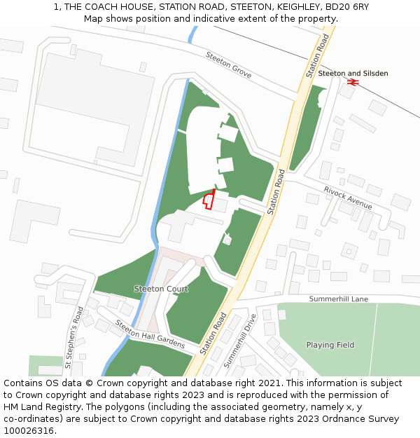 1, THE COACH HOUSE, STATION ROAD, STEETON, KEIGHLEY, BD20 6RY: Location map and indicative extent of plot