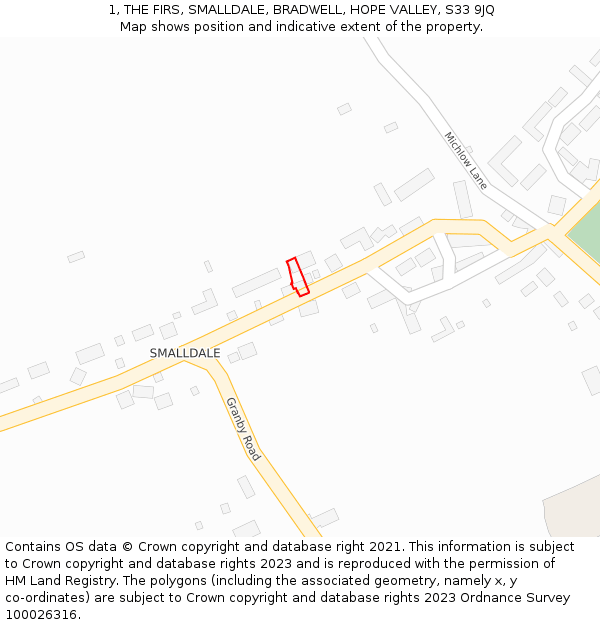 1, THE FIRS, SMALLDALE, BRADWELL, HOPE VALLEY, S33 9JQ: Location map and indicative extent of plot