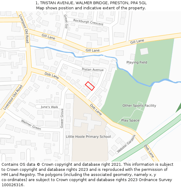 1, TRISTAN AVENUE, WALMER BRIDGE, PRESTON, PR4 5GL: Location map and indicative extent of plot