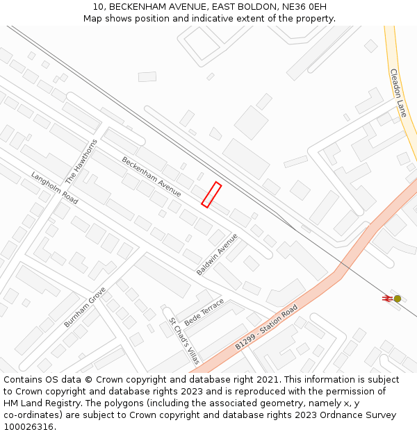 10, BECKENHAM AVENUE, EAST BOLDON, NE36 0EH: Location map and indicative extent of plot