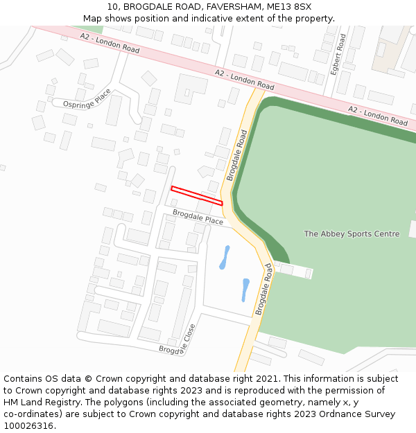 10, BROGDALE ROAD, FAVERSHAM, ME13 8SX: Location map and indicative extent of plot