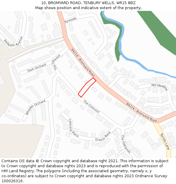 10, BROMYARD ROAD, TENBURY WELLS, WR15 8BZ: Location map and indicative extent of plot