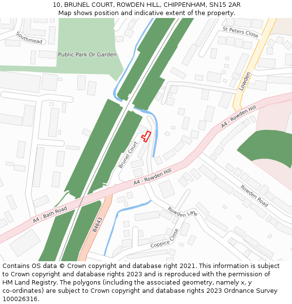 10, BRUNEL COURT, ROWDEN HILL, CHIPPENHAM, SN15 2AR: Location map and indicative extent of plot