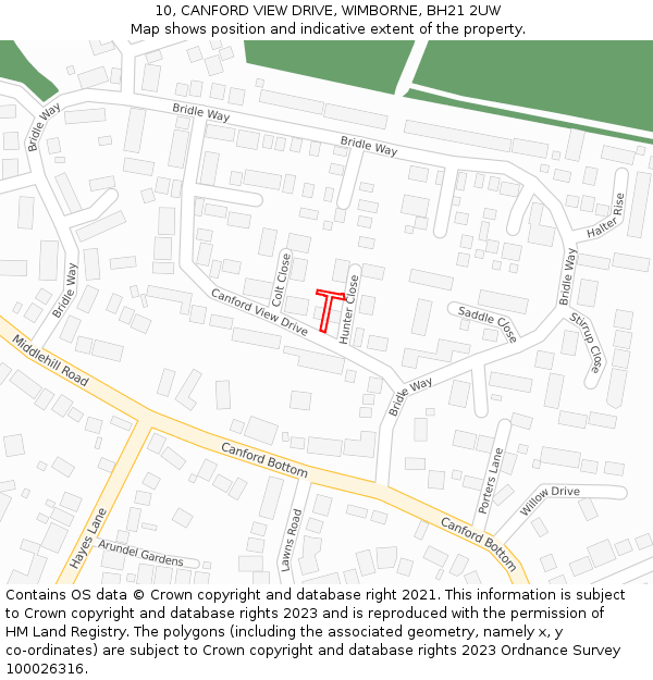 10, CANFORD VIEW DRIVE, WIMBORNE, BH21 2UW: Location map and indicative extent of plot