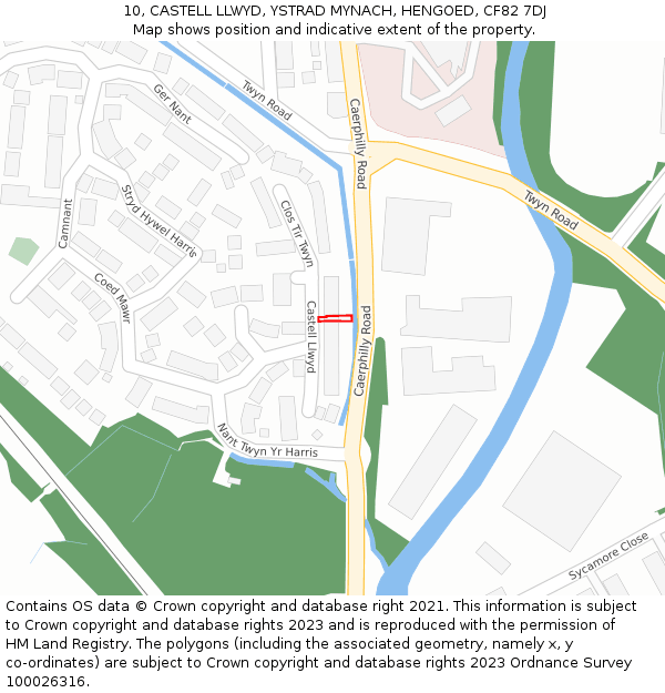 10, CASTELL LLWYD, YSTRAD MYNACH, HENGOED, CF82 7DJ: Location map and indicative extent of plot