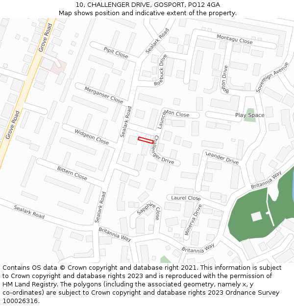 10, CHALLENGER DRIVE, GOSPORT, PO12 4GA: Location map and indicative extent of plot