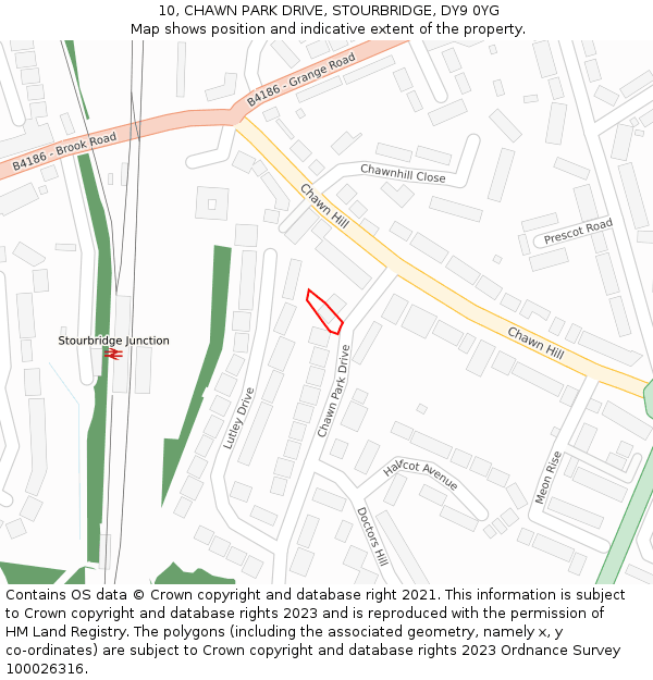 10, CHAWN PARK DRIVE, STOURBRIDGE, DY9 0YG: Location map and indicative extent of plot